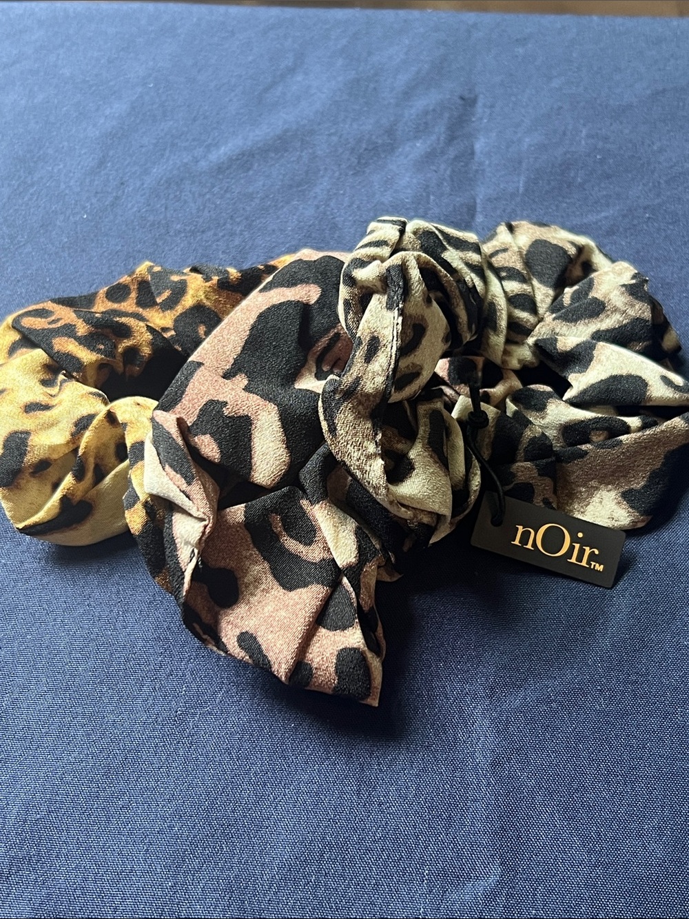 nOir Jewelry Leopard Print Scrunchie Trio in Black, Brown, Tan NWT